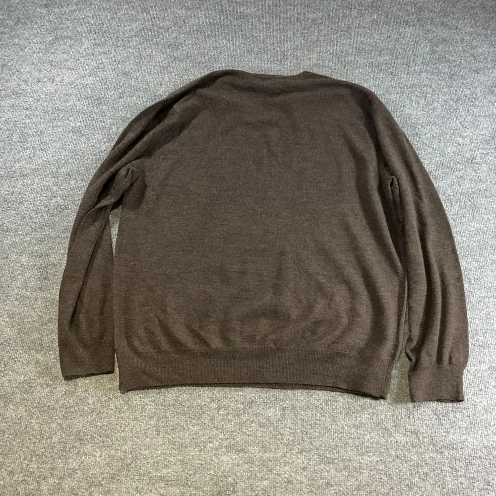 Banana Republic Mens XL Brown 100% Merino Wool V-Neck Sweater Lightweight Knit